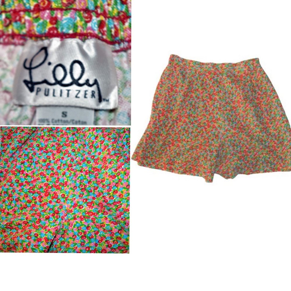 Rare HTF Lilly Pulitzer White Label Floral Roses Pull-on Cotton Vintage Shorts